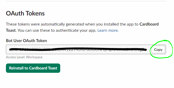 Copy bot token