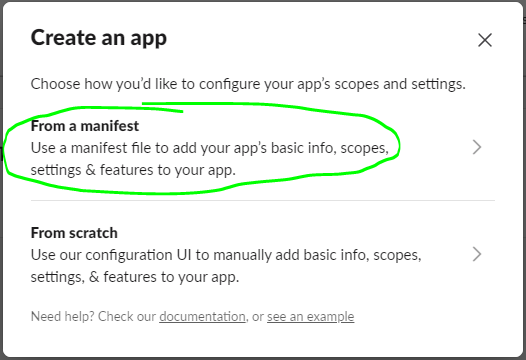 From a manifest option